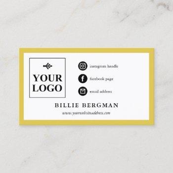minimalist yellow white social media your logo business card