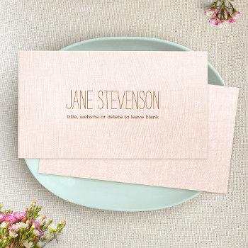 minimalistic is sweet light pink linen look business card
