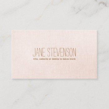minimalistic is sweet light pink linen look business card