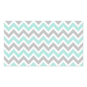 Small Mint And Gray Colorful Chevron Stripes Business Card Back View