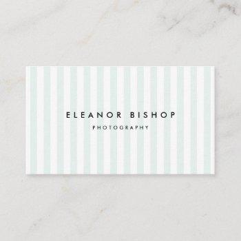 mint and white pinstripes pattern modern business card