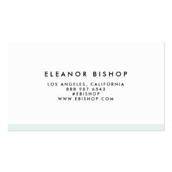 Small Mint And White Pinstripes Pattern Modern Business Card Back View