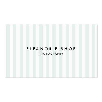 Small Mint And White Pinstripes Pattern Modern Business Card Front View