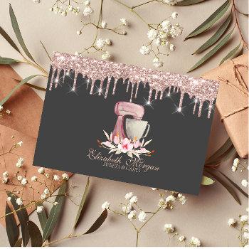 mixer flowers rose gold drips bakery   business card