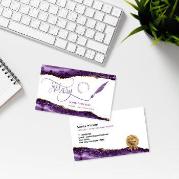 mobile notary & loan signing agent purple agate business card