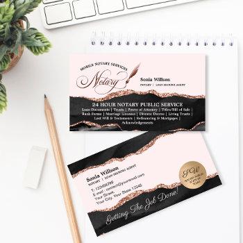 mobile notary & loan signing agent rose gold business card