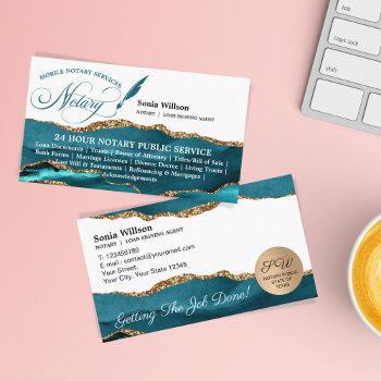 mobile notary & loan signing agent teal business card