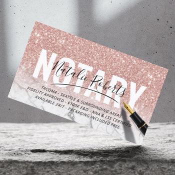 mobile notary public rose gold marble signature business card
