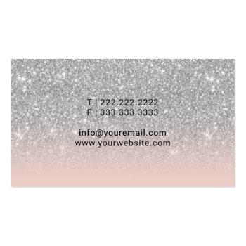 Small Mobile Notary Public Silver Glitter Signature Pink Business Card Back View