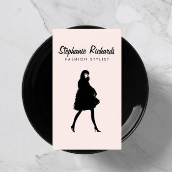 mod fashion girl boutique, stylist pink business card