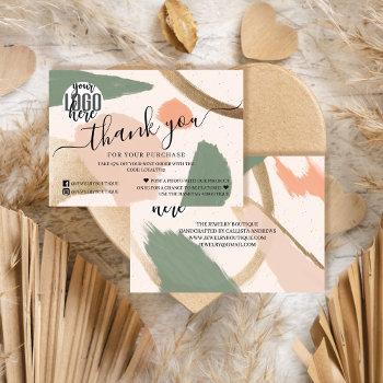 modern abstract earth tones gold thank you business card