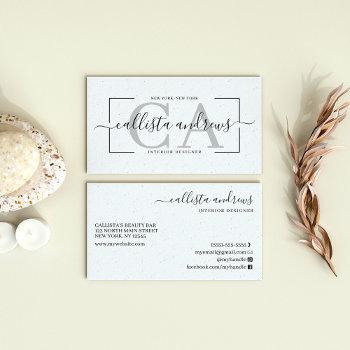 modern abstract white earth tone signature script business card