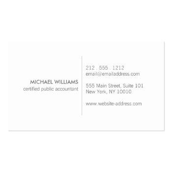Small Modern Accountant, Accounting Gray/white Business Card Back View