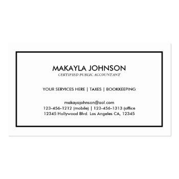 Small Modern And Minimal Certified Accountant Business Card Back View