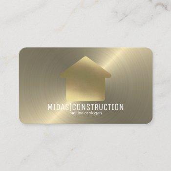 modern antique gold minimal construction hard hat business card