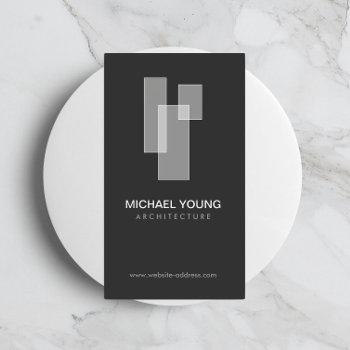 modern architectural blocks logo white/gray business card