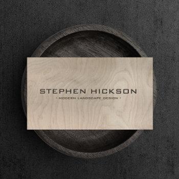 modern & architectural carved text on gray wood business card