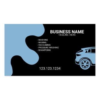 Small Modern Artistic Black Mobile Car Wash & Detailing Business Card Front View