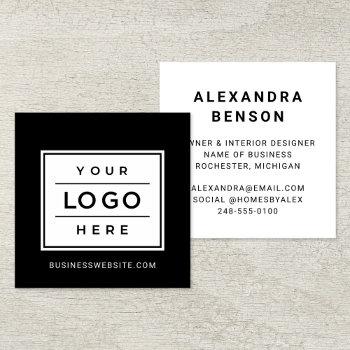 modern black and white custom business logo square business card