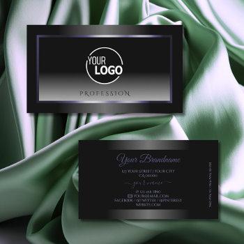 modern black and white gradient blue frame logo business card