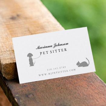 modern black and white pet sitter business card