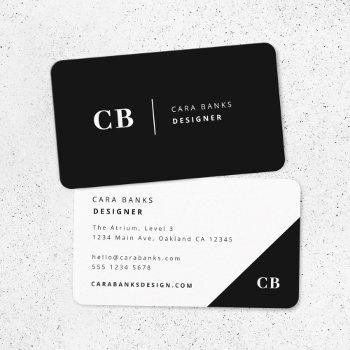 modern black and white trendy stylish monogram business card