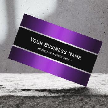 modern black belt metallic purple elegant business card