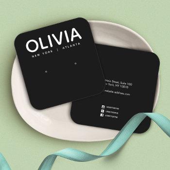 modern black bold font  square earring display  square business card