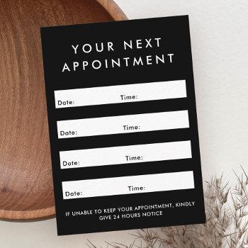 modern black custom logo vertical appointment card