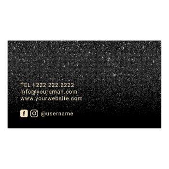 Small Modern Black Glitter Minimalist Business Card Back View