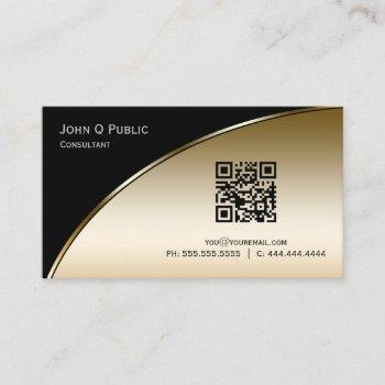 modern black light gold  qr elegant professional business card