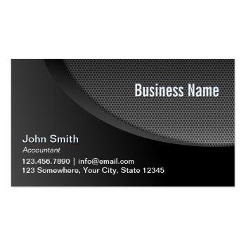 Small Modern Black Metal Mesh Accountant Business Card Front View