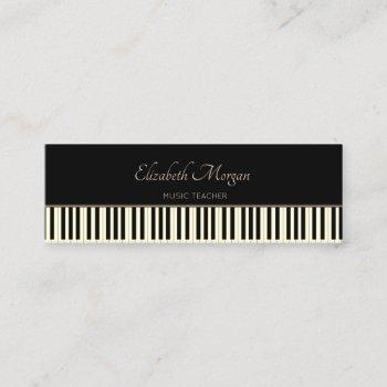 modern, black ,piano keys, music teacher mini business card