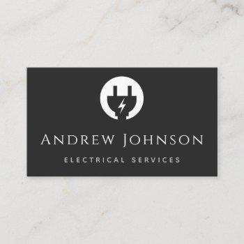 modern black white electrical service electrician  business card