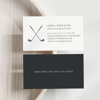 modern black & white golf pro or instructor business card