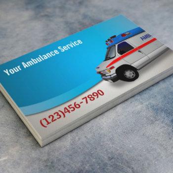 modern blue curve ambulance service business card