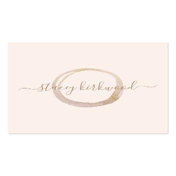 Small Modern Blush Pink Gold Faux Glitter Circle Logo Square Business Card Front View