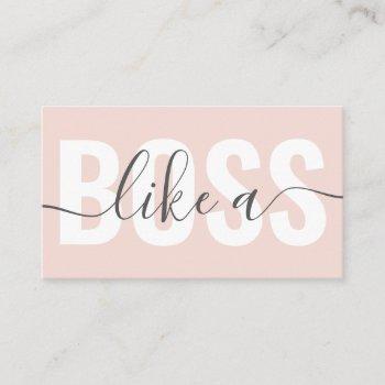 modern blush pink like a boss script beauty hair business card