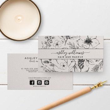 modern botanical blush and black name script type business card