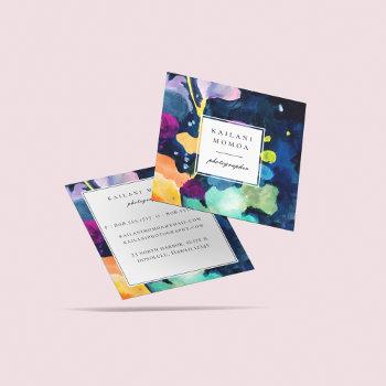 modern bright abstract painted pattern square business card