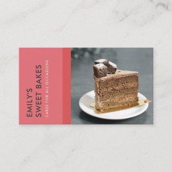 modern bright fun red pink bakery chef photo business card
