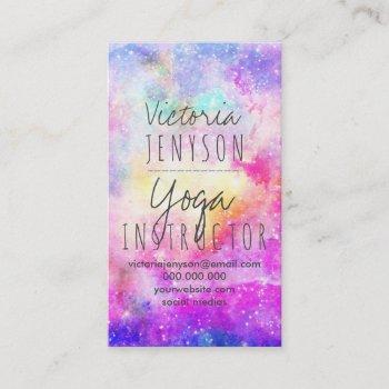 modern bright pastel nebula watercolor yoga business card