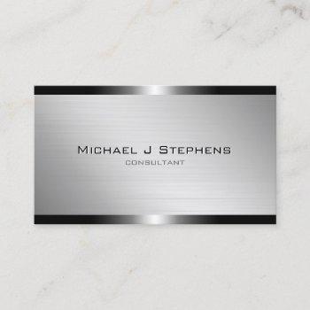 modern brushed aluminum with gunmetal bands business card