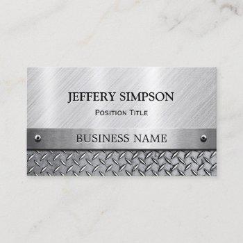 Small Modern Brushed Metal Look - Fully Customizable Business Card Front View