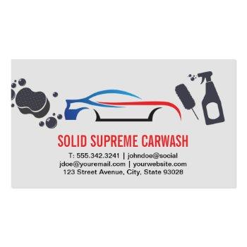Small Modern Car Logo | Car Wash Tools Business Card Front View