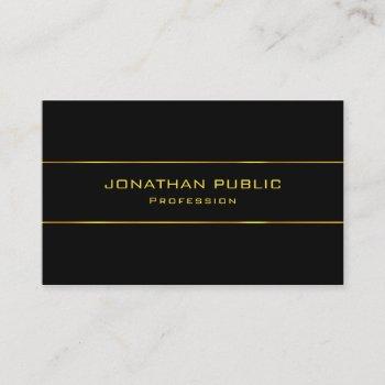 modern charming elegant black gold top template business card