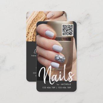 modern chic qr code photo business card for nails