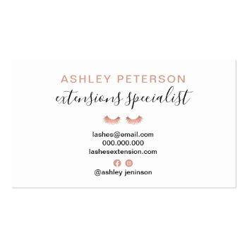 Small Modern Chic Rose Gold Eyelashes Trendy Gray Business Card Back View