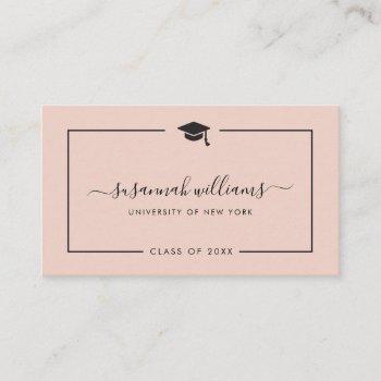 modern chic script rose graduation calling card