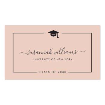 Small Modern Chic Script Rose Graduation Calling Card Front View